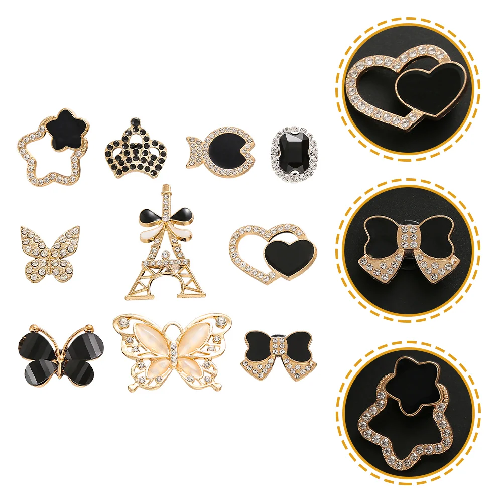 

10Pcs Shoes Charms Shoes Butterflies Heart Charms Shoe Rhinestones Decoration