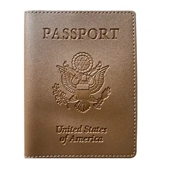 RFID Blocking Leather Passport Wallet - Essential Travel Accessories (Brown)