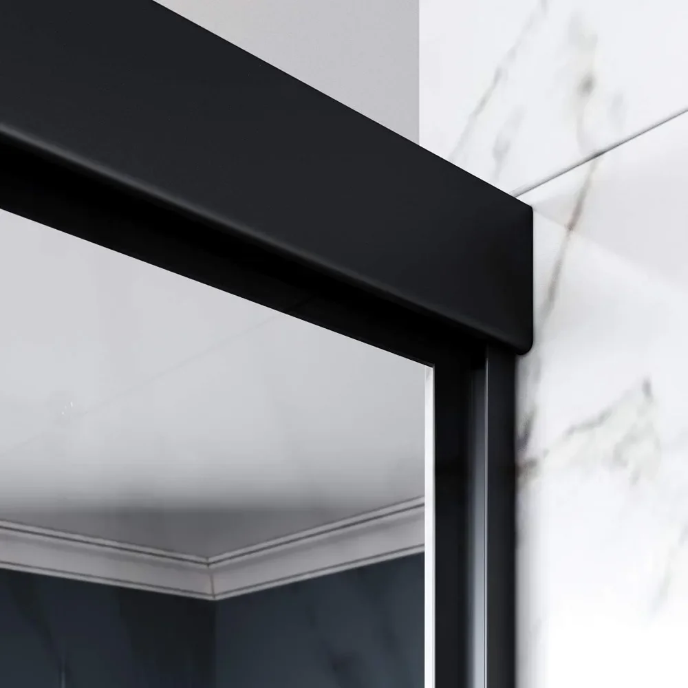 60" W X 62" H Shower Doors, 1/4" Tempered Glass, Black Hardware, Bathtub Sliding Shower Doors 5