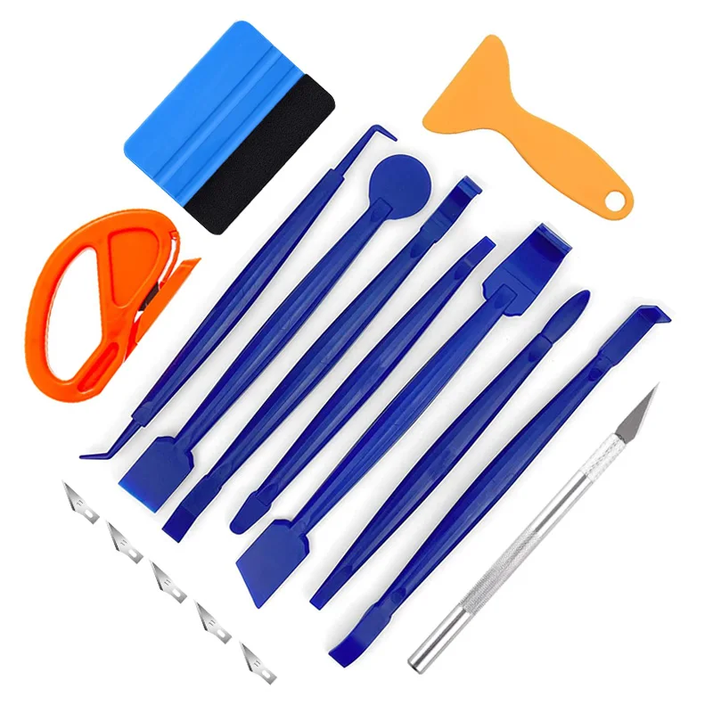 Car Wrapping Vinyl Tool Kit Window Film Tint Tools Car Wrap Sticks Edge Trimming Squeegee Tinting Felt Edge Squeegee 11Pcs/8Pcs Car Wrapping Tools