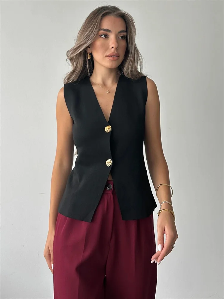 Suéter de punto con cuello en V, camiseta sin mangas para mujer, cintura alta, patchwork floral, ropa de calle, prendas de punto de otoño, cárdigan Y2k, chaleco superior