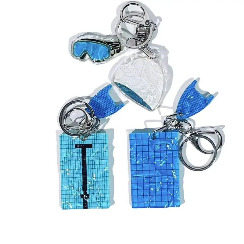 1Pcs Schwimmen Hut Auto Schlüssel Ring Kreative Schwimmen Pool Wellenförmige Schlüsselbund Dekoration Tasche Anhänger Schwimmer Geschenk – Detail 6