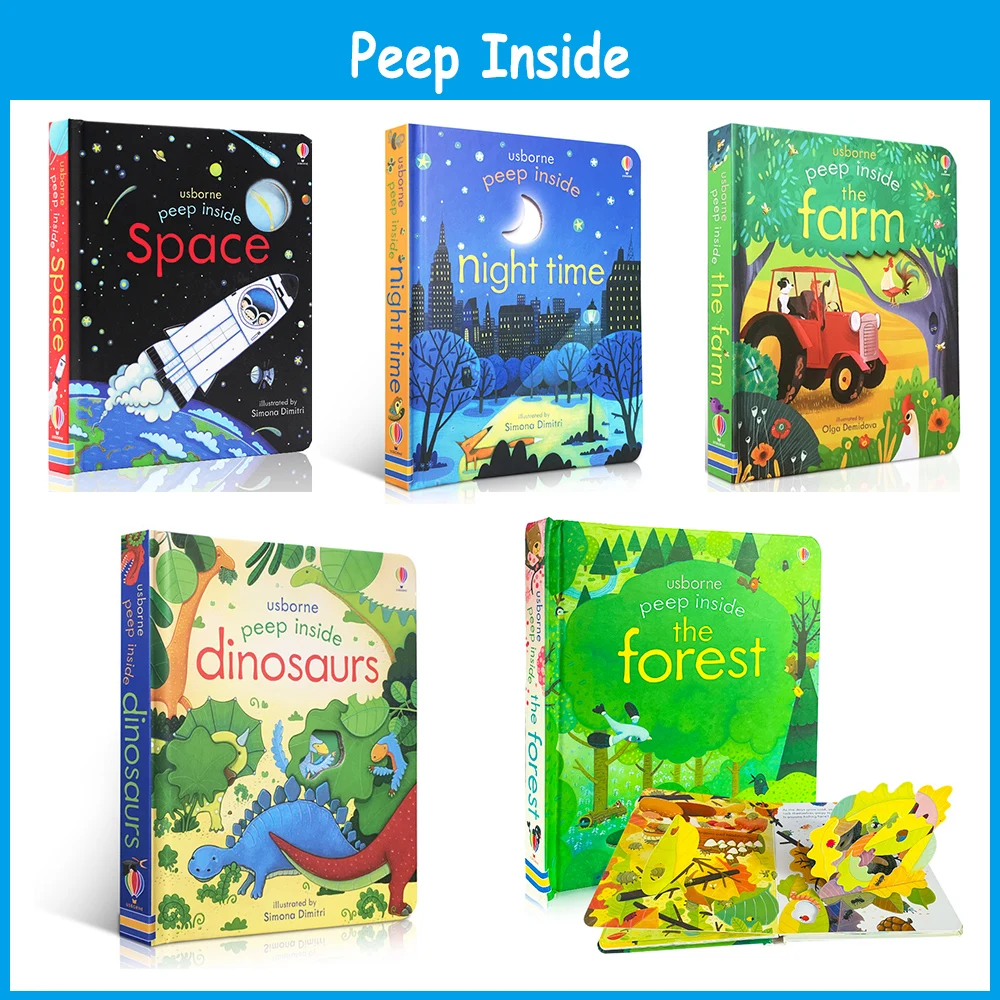 Usborne libri Peep Inside English Learning Flap libri illustrati Bedtime  lettura per bambini regali per bambini giocattoli Montessori - AliExpress
