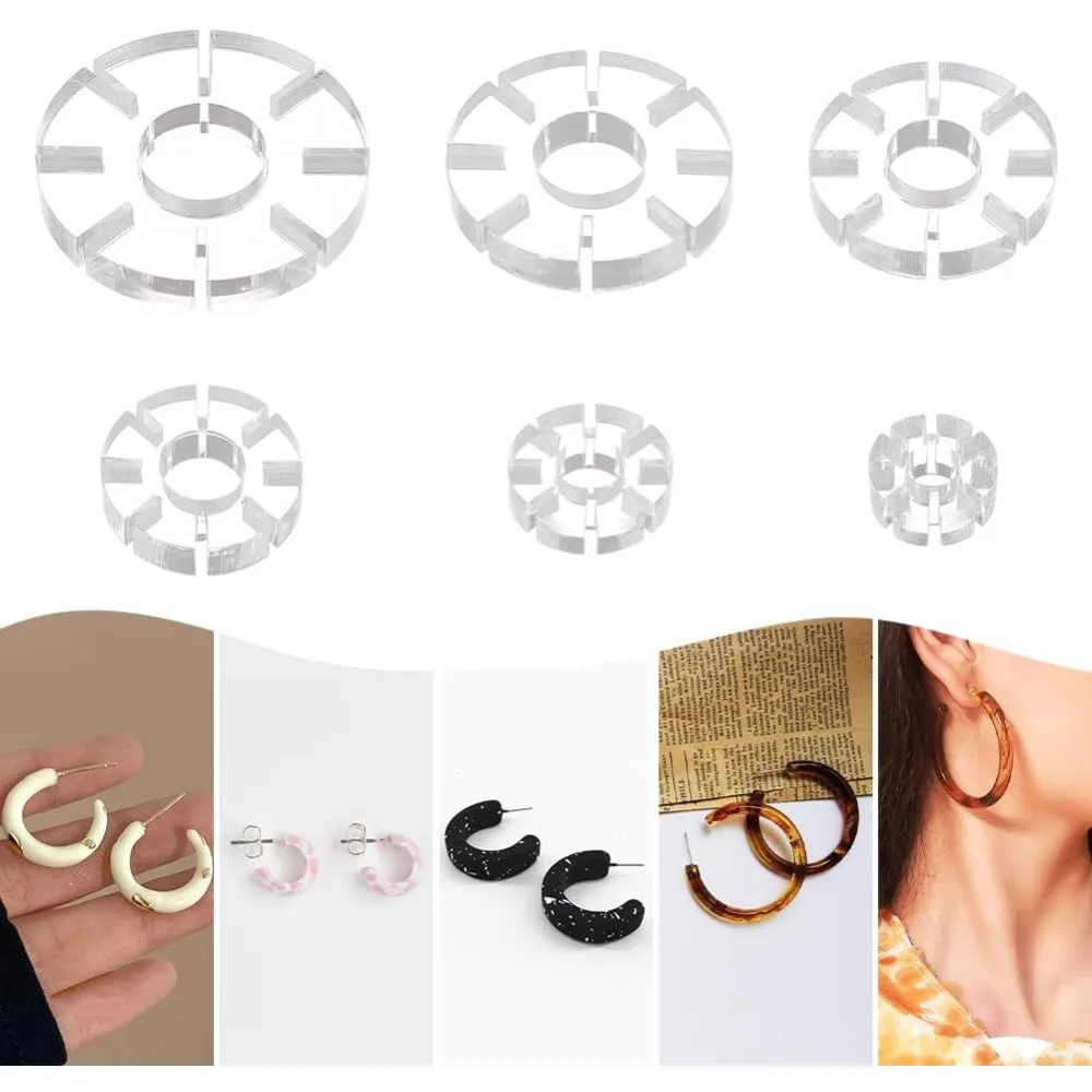 6 pezzi cinese stile polimero clay cutters, boho fiore texture polimero clay orecchini polimero argilla taglierina taglierina vintage geometria linea clay orecchini tagliapasta per gioielli