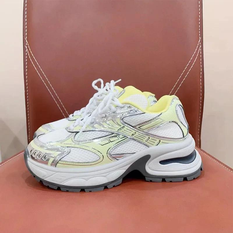 New Casual Sneakers Women Lace-up Round Toe Outdoors Running Shoes Ladies Comfort Patchwork Thick Sole Sports Shoes Woman