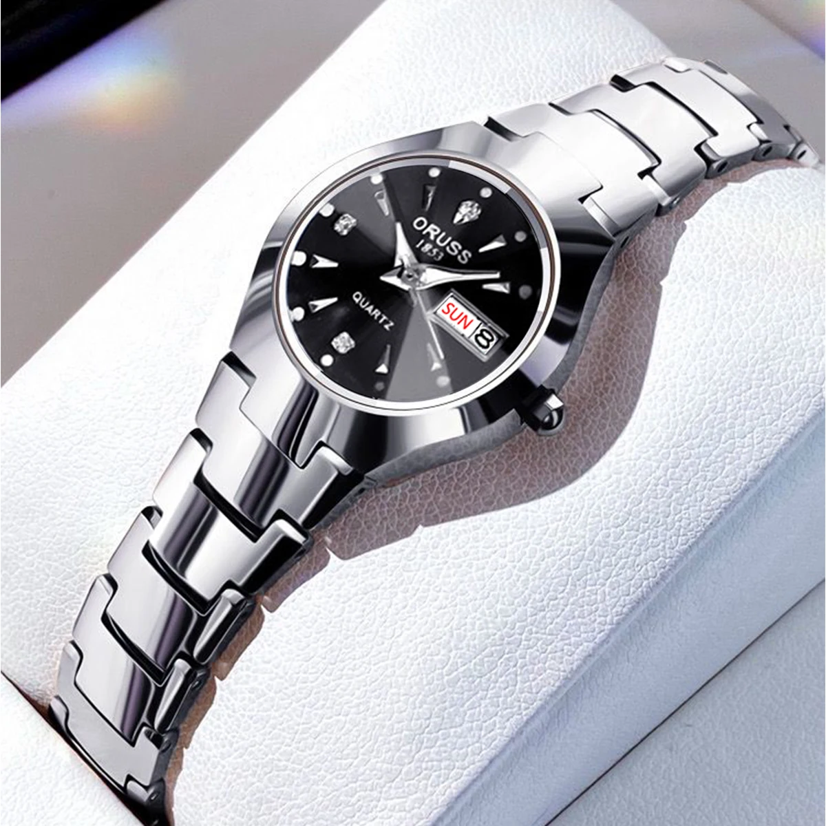 ORUSS Hot Brand Ladies' Watch High Quality Stainless Steel  Waterproof Luminous Pointer Week Calendar Eleganc Women Quartz Watch 2