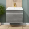 Wall Mounted Bathroom Vanity with Sink Floating Vanity Two Drawers Bathroom Cabinet with Ceramic Integrated Sink 5