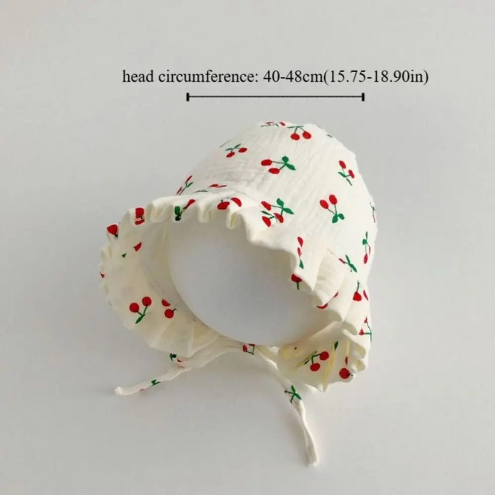 Cartoon Korean Baby Fetal Cap Soft Cotton Flower Cherry Print Newborn Sun Hat Princess New Infant Beanie Cap Daily