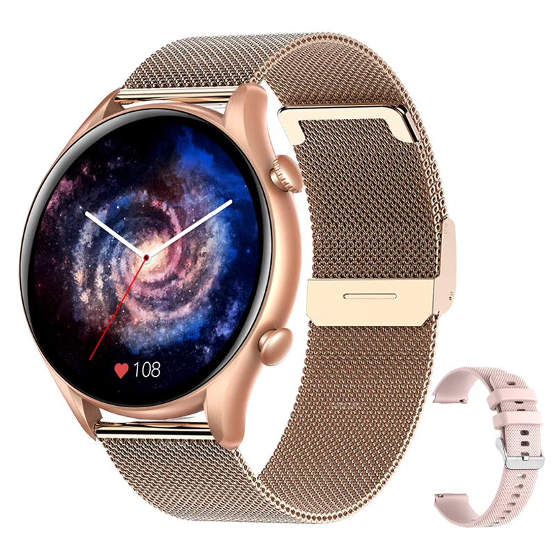 2022 New 360*360 HD 1.32 Inch Screen Ladies Smart Watches Bluetooth Call Lady Sport Heart Rate Blood Oxygen Women Smartwatch+Box 