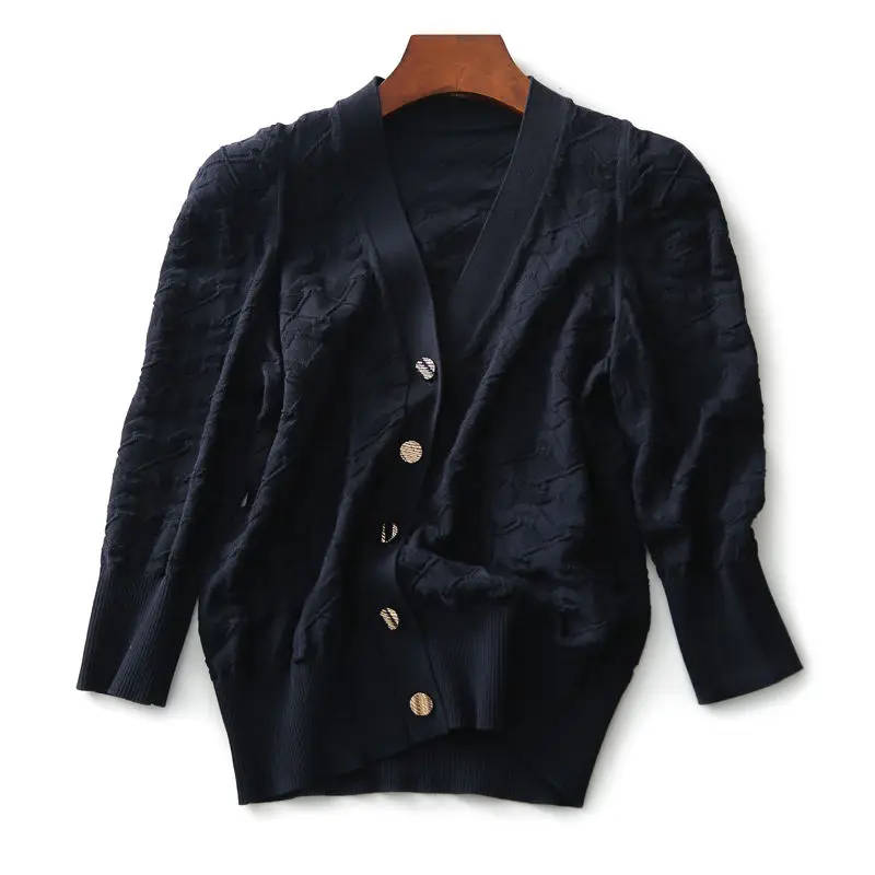 

Vintage Argyle Jacquard Elegant Chic Slim Knitwear Top Women Spring Autumn Casual Fashion V Neck Button Knitted Sweater Cardigan