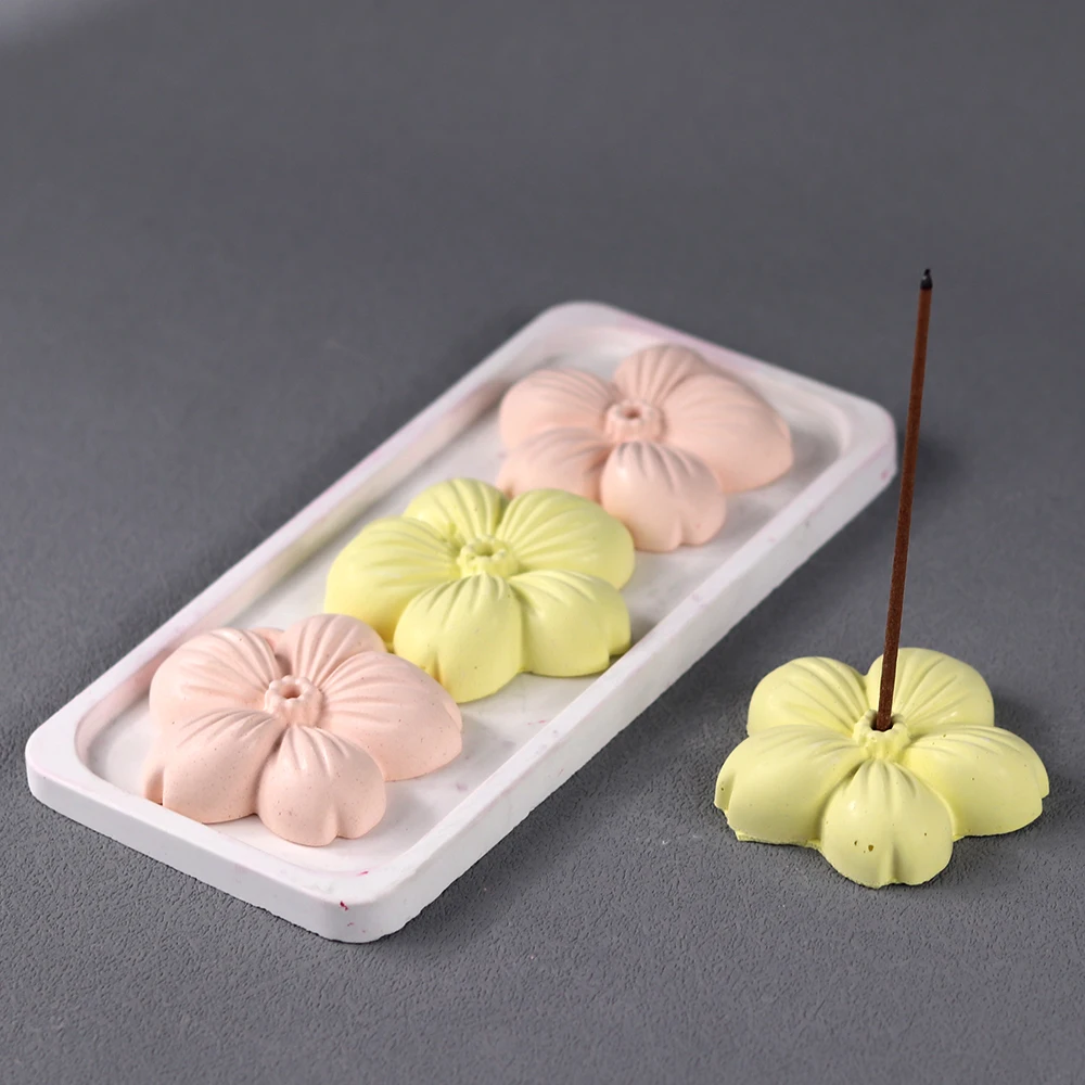 Flower Shaped Incense Sticks Holder Silicone Mold DIY Plaster Resin Making Thread Incense Insert Stick Molds Ashes Catcher silicone mold