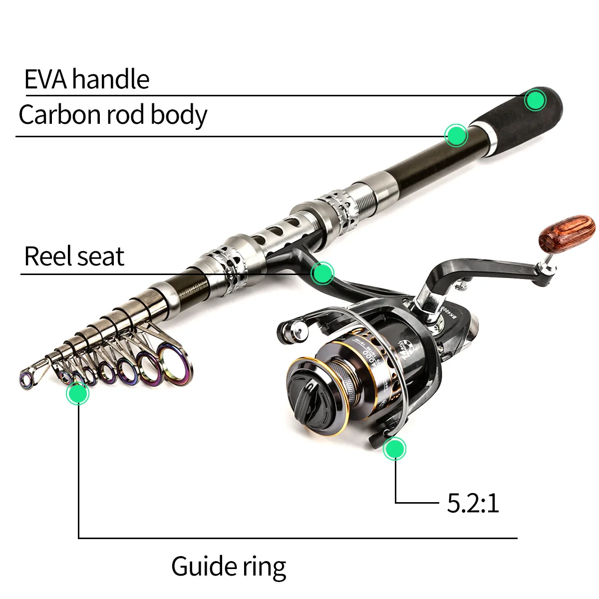 Carbon Telescopic Fishing Rod & Reel Set 5