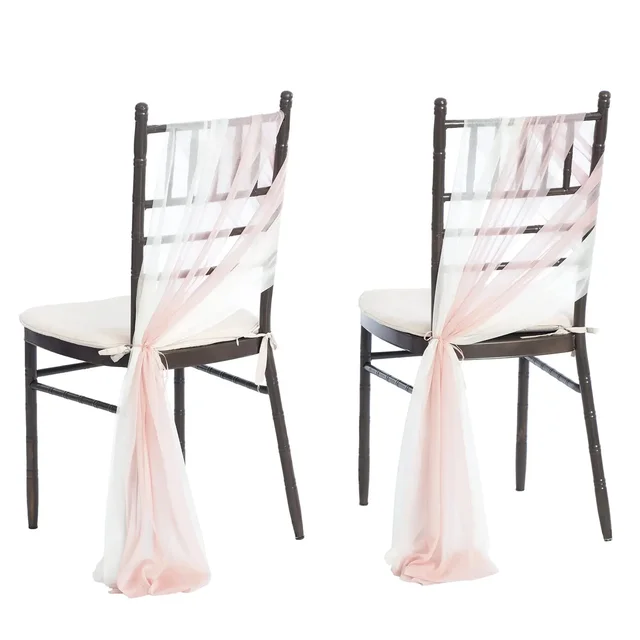 10/50 pièces 17x250cm vert sauge en mousseline de soie chaise ceintures ceinture chaise de mariage couvre ruban fête de mariage allée chaise décor 4