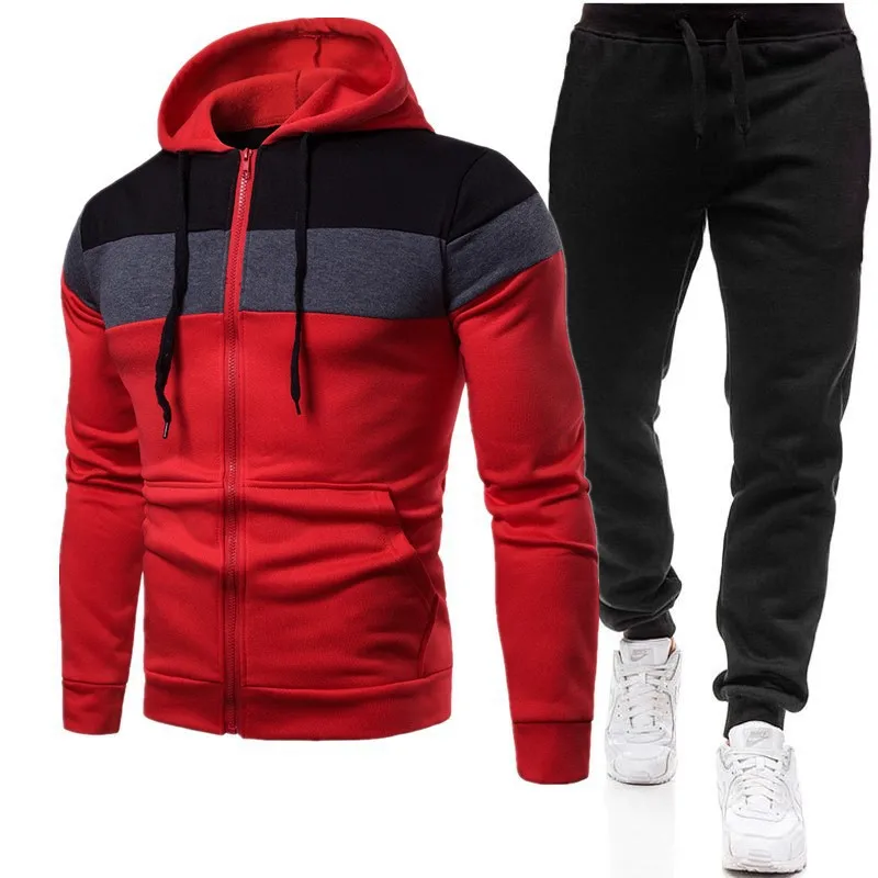 Rojo - Conjunto de Ropa Deportiva para Entrenamiento para Hombres