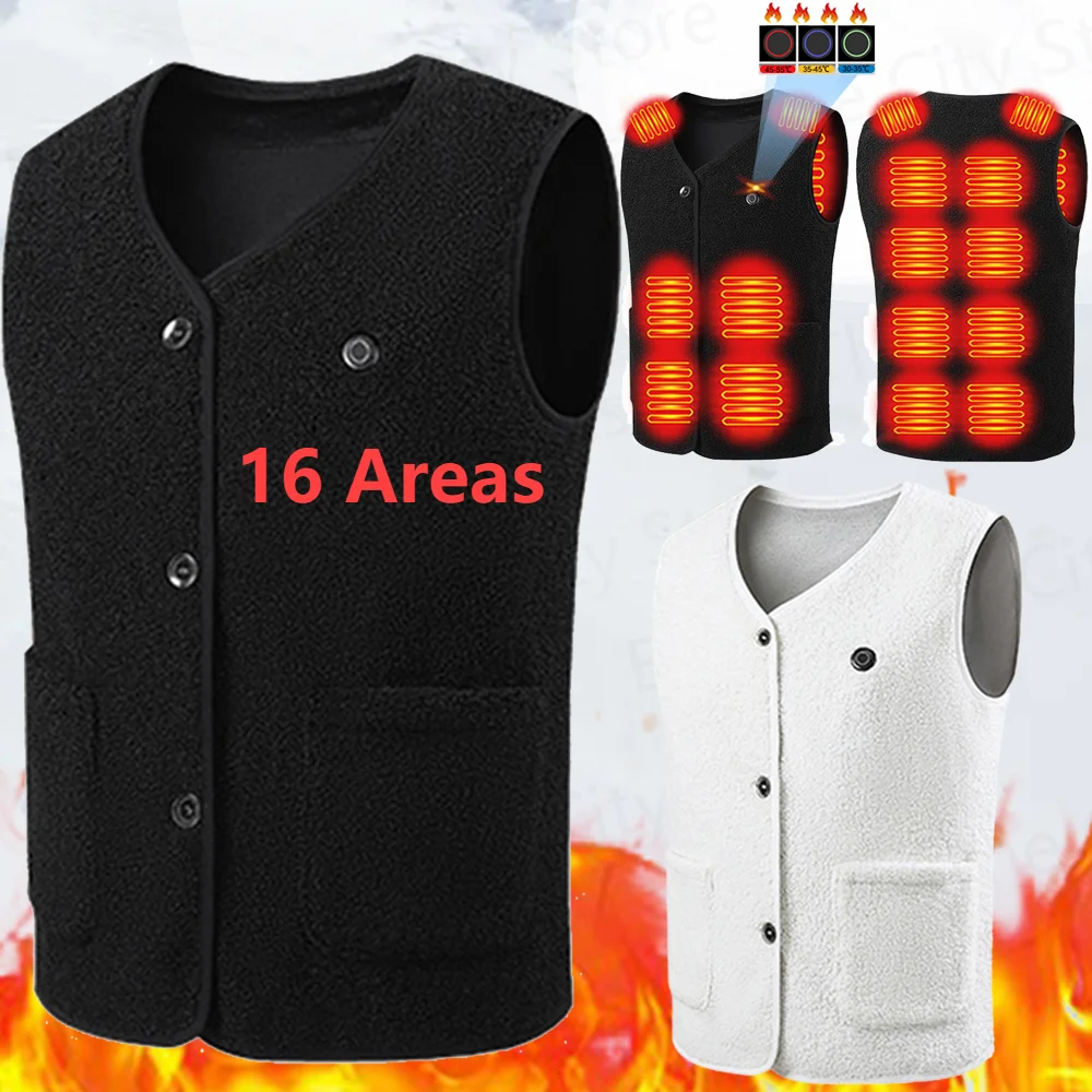 Heated Vest Rechargable Electric Heating Thermal 16 Areas 3 Levels for Sports Hunting Hiking