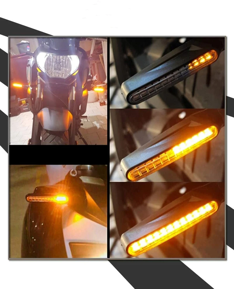 Universal Motorcycle Turn Signal Light Built Relay 12V Flasher Moto Led Flowing Water Blinker Bendable Flashing Signals Lamp
