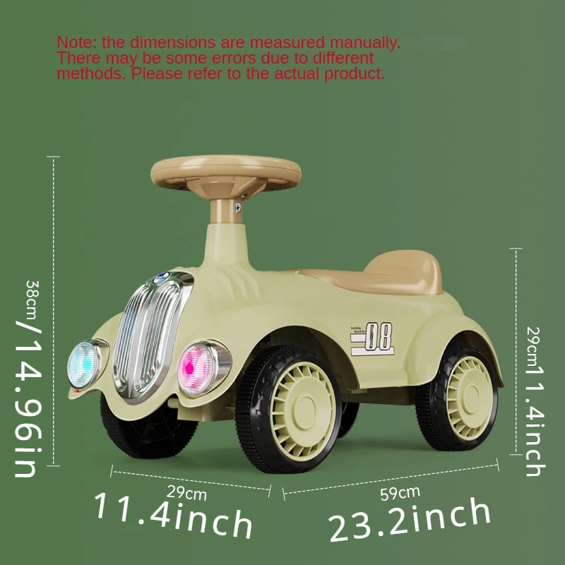Retro-Style Toddler Balance Car Ride On Car with Lights & Sounds Scooter Balance Bike for Kids Coordination Training toddler balance car