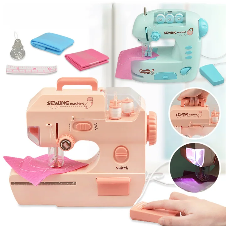 Electric Sewing Machine Pretend Play Simulation Household Appliance Crafting Stitches Knitting Educational Toy Kid DIY Gift 3