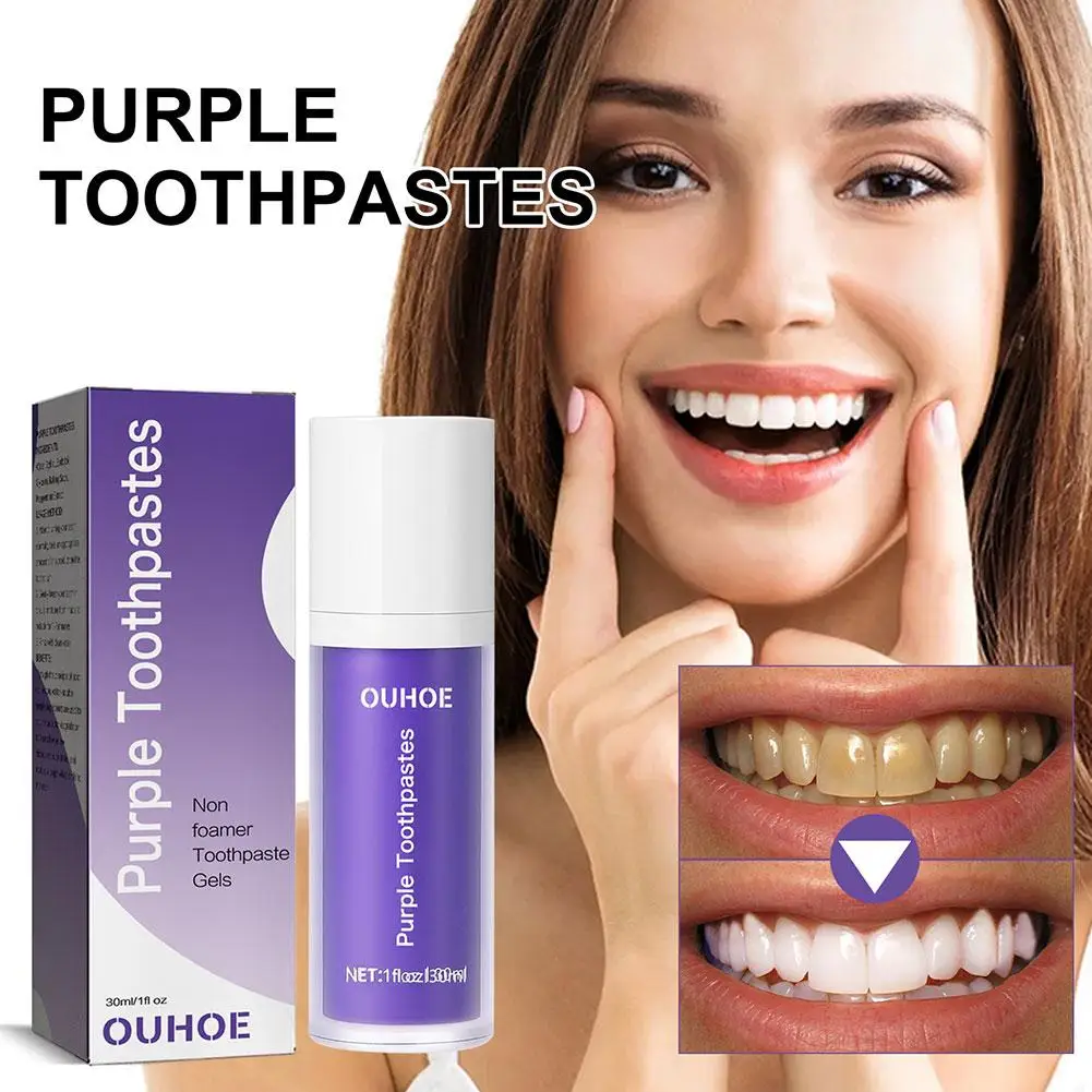 

Dental Beauty Toothpaste Purple Mousse Professional Cleaning Stain White Fresh Repair Bright Bleaching Yellow Breath Teeth F3Q4