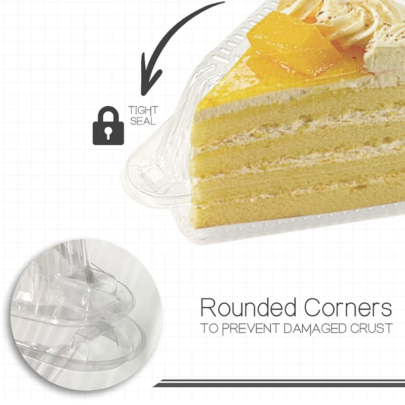 Dessert Packaging Boxes 50Pcs Cake Slice Containers With Hinged Lid Disposable Pie Slice Boxes Individual Cheesecake Containers Cake Carriers