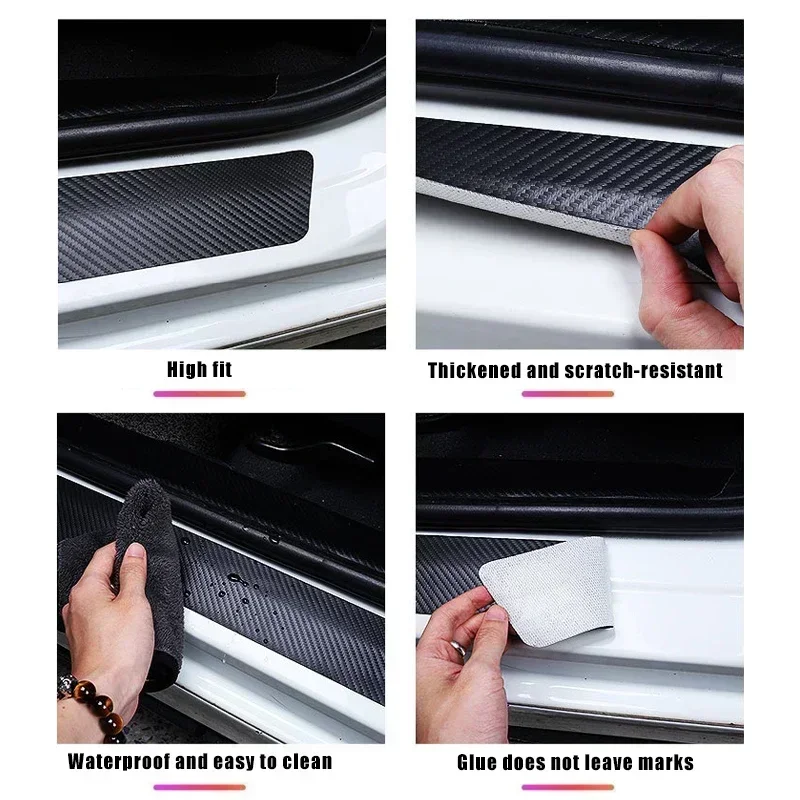 Carbon Fiber Rear Bumper Protector Strip Anti-Scratch Sticker - Stylish Auto Exterior Accessory