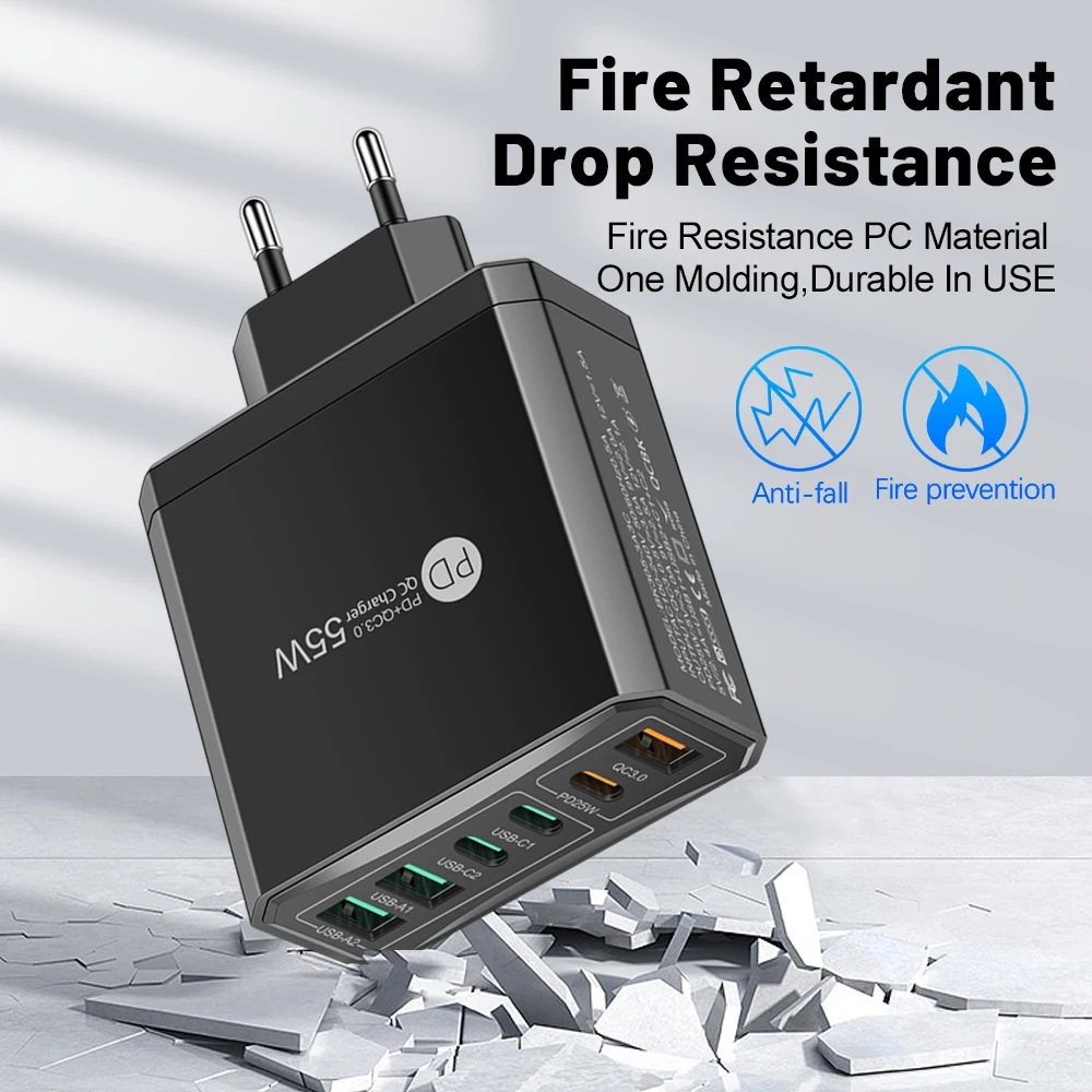 200-6 Port USB C Charger Super Fast Charging PD3.0 USB C Type C Mobile Phone Charger For iPhone 16 SE4 Samsung Xiaomi ipad