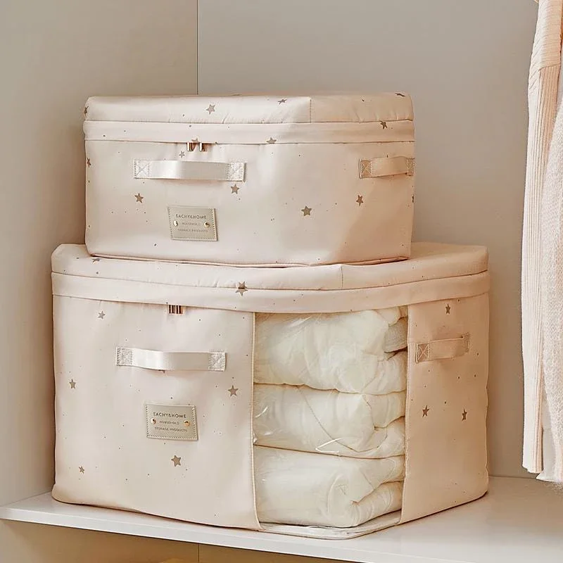 

Стеганый органайзер для одеял, большой органайзер для хранения одежды, гардероба, на молнии, с прозрачным окошком