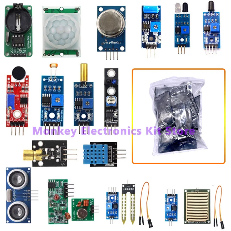Moduli sensori 45 in 1 e kit iniziale da 16 tipi per Arduino Raspberry Pi, migliore di 37 in 1 con scatola fai da te UNO R3 MEGA2560
