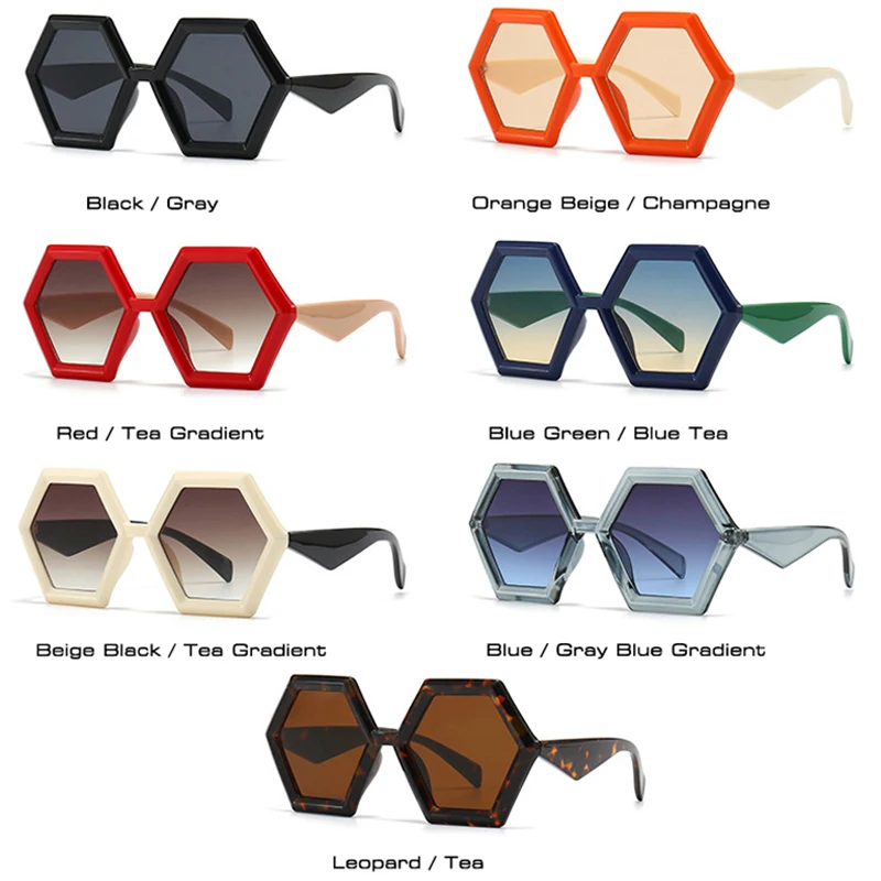 LNFCXI New Retro Polygon Square Sunglasses Women Gradient Orange Tea Shades UV400 Fashion Men Double Color Trending Sun_voghion.com