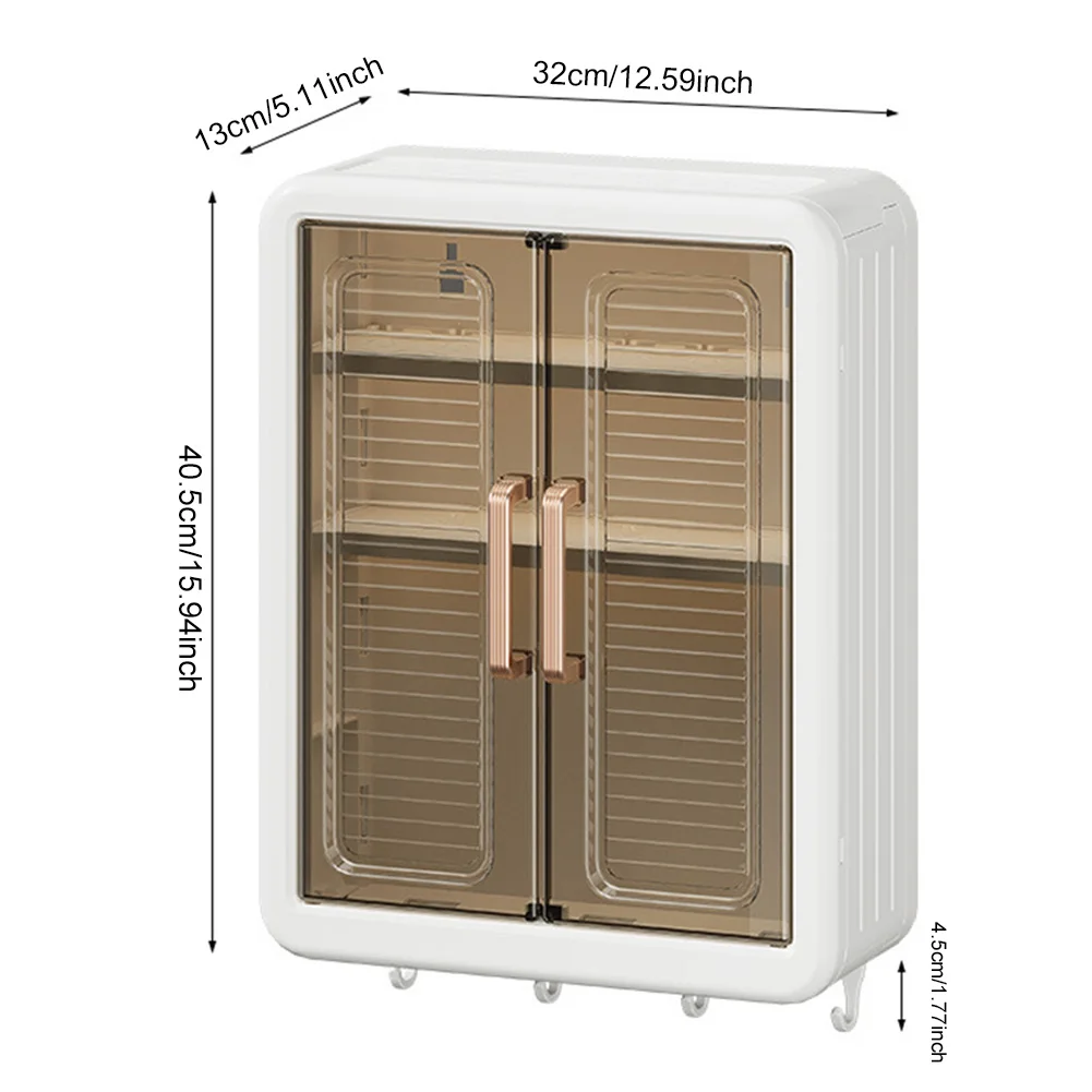 Wall-Mounted Storage Rack with Hooks Bathroom Organizer Bathroom Storage Cabinet for Bathroom & Kitchen