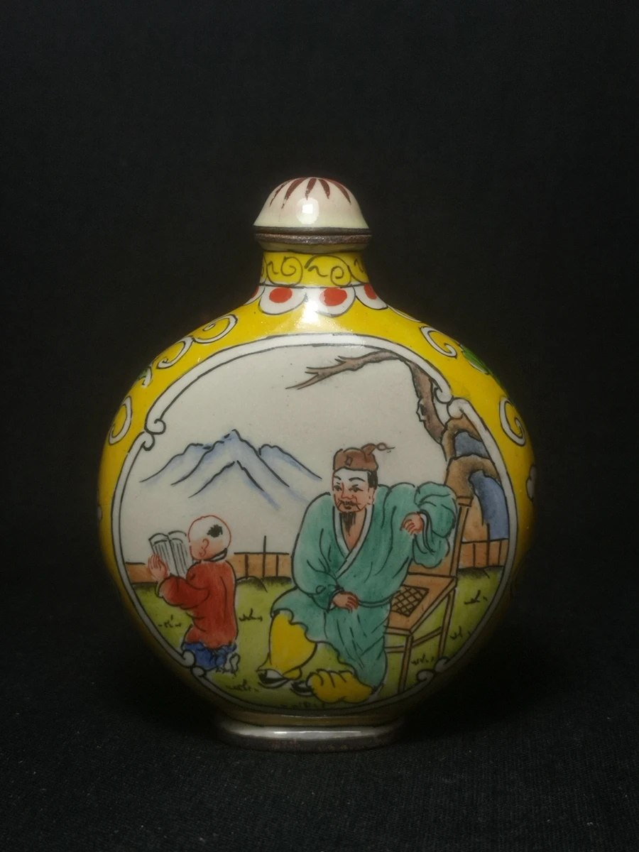 

3" Chinese Antique dynasty Qianlong Cloisonne Teachers and Students Snuff Bottle