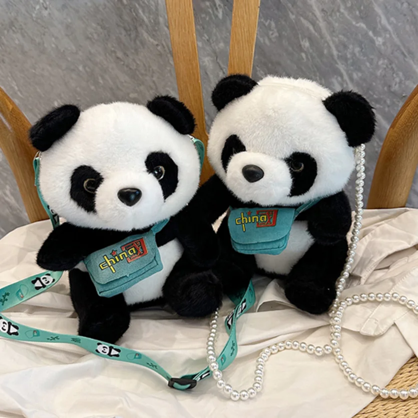 小物 panda Women's Cute Cartoon Panda Mobile Phone Pouch Soft Plush Crossbody