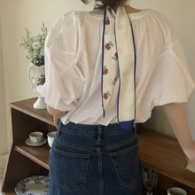 

Luna&Dolphin Women Slim Narrow Long Scarf Vintage Flower Chic French Gentle Elegant Chiffon Silk Tie Bag Ribbon Headband Choker