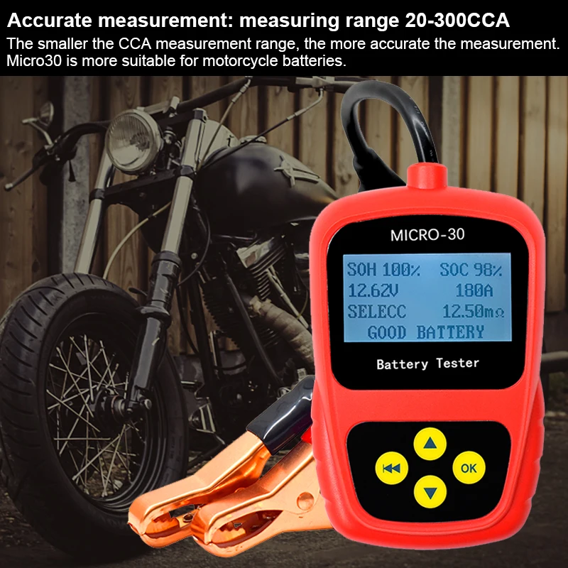 Lanol MICRO-30 12V Battery Tester Analyzer Motorcycle Battery Tester with LCD Display Digital