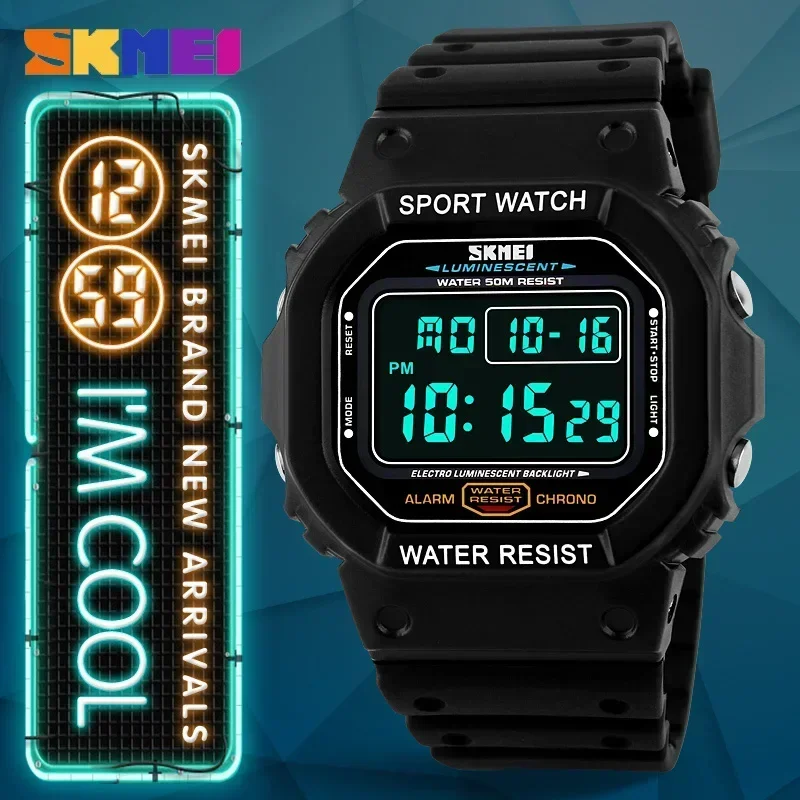 SKMEI 1134 Digital Sport Watch for Men Waterproof Military Stopwatch Electronic Wristwatch Mens Alarm Clock 1628 Reloj Masculino
