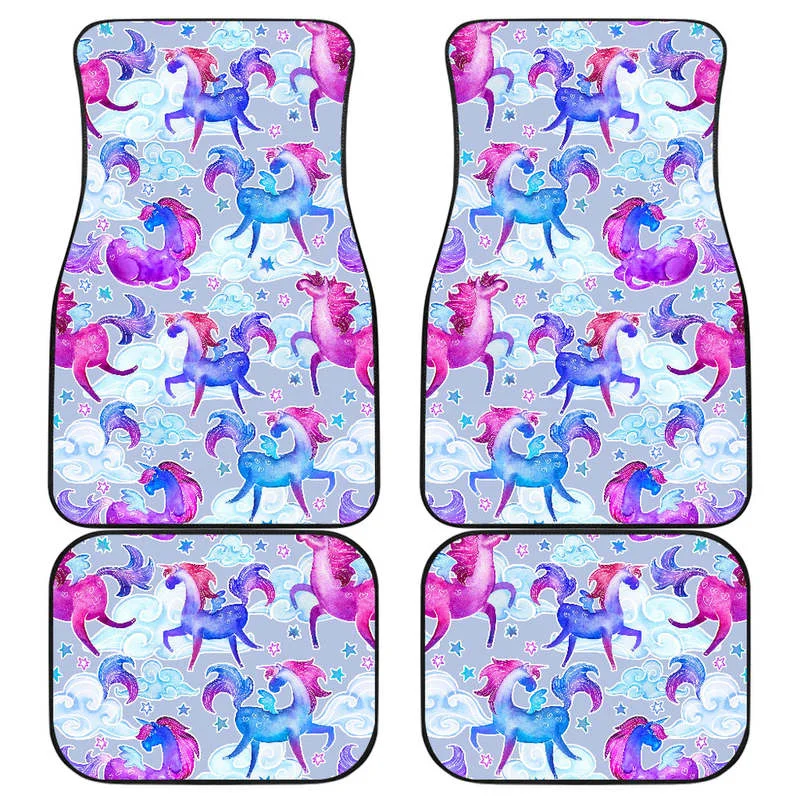 

Unicorn Paradise Pattern Print Front and Back Car Floor Mats Heavy Carpet Front and Rear Full Set 4PCs Pack