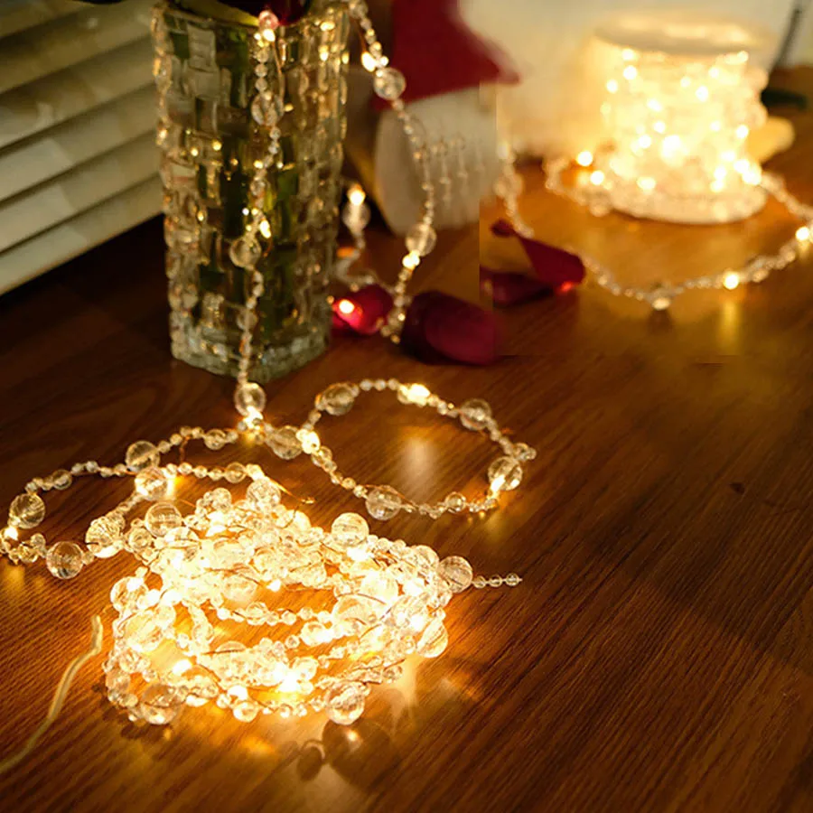 Beufee 2 Pcs Pearl Beads String Lights, White Pearl String Lights Christmas  Peal String Light Warm White Fairy Light for Wedding Birthday