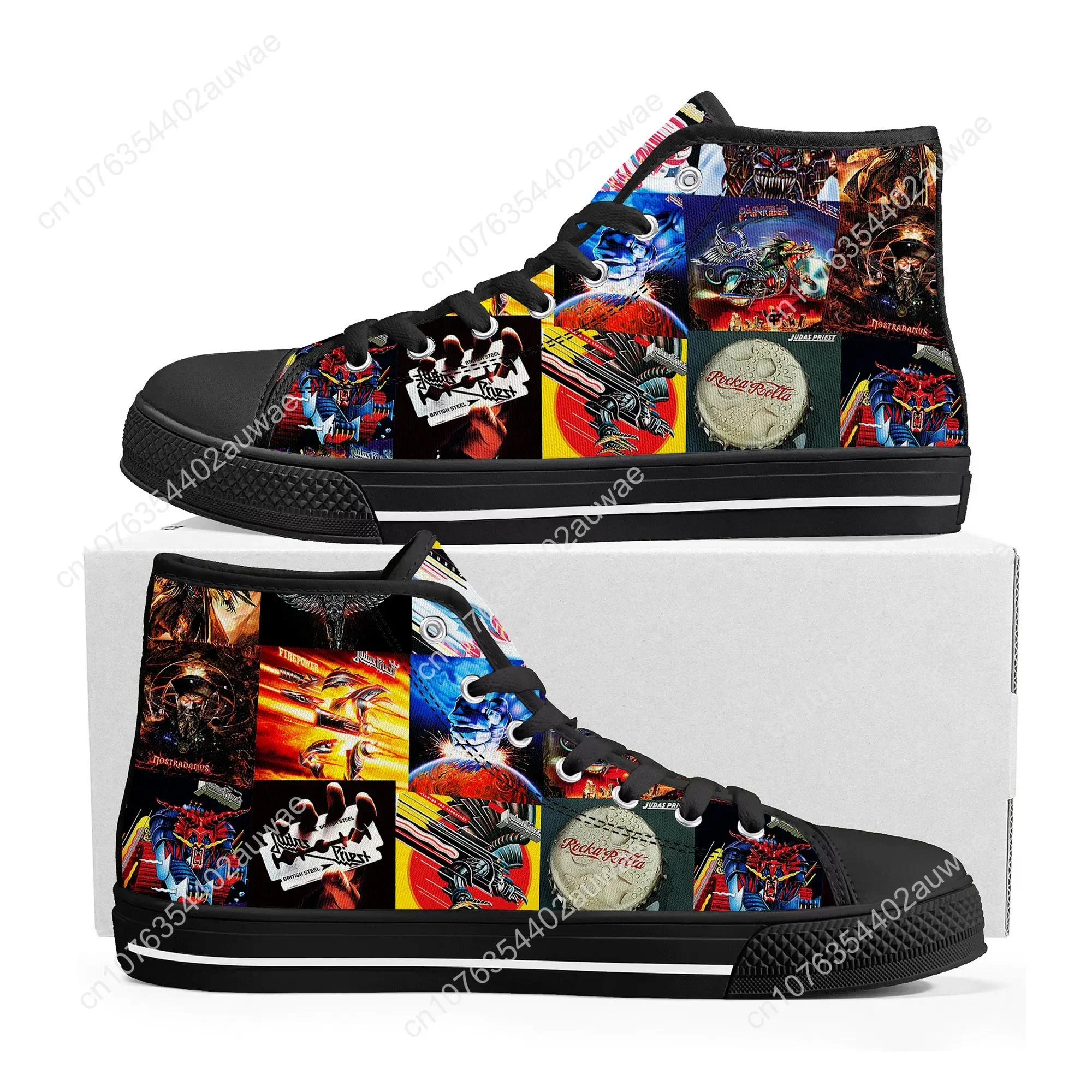 Judas Priest Heavy Metal Rock Band High Top High Quality Sneakers Men Women Teenager Canvas Sneaker Casual Custom Couple Shoes