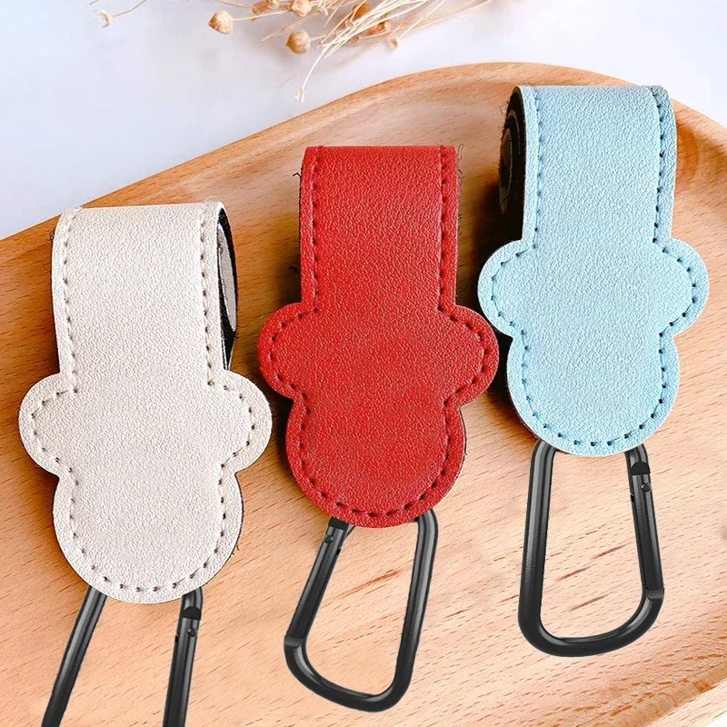 1/2pcs PU Leather Baby Bag Stroller Hook Pram Rotate 360 Degree Rotatable Cartoon Cart Organizer Pram Hook Stroller Accessories
