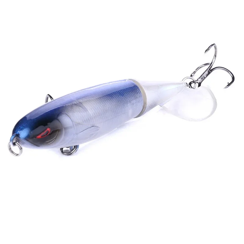 1 pçs 10cm 14cm topwater spinner isca de pesca popper lápis artificial isca dura hélice rotativa cauda equipamento de pesca swimbait