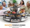 600ml Fondue Pot with 8 Forks and Electric Raclette, Dual Adjustable Thermostats, Perfect Fondue Grill Combo for Family Fun 6