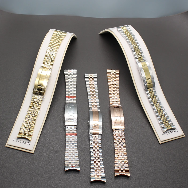 

20mm Silver Gold Rose Gold Bracelet 316L Stainless Steel Band Folding Buckle Fit 40MM Men's luxury Watch Nh35 Case Watch Strap