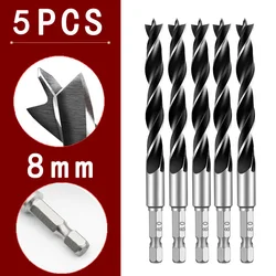 Woodworking Three - Point Drill Bit Set - Precision Hole Reaming Tool (5PCS 8mm)