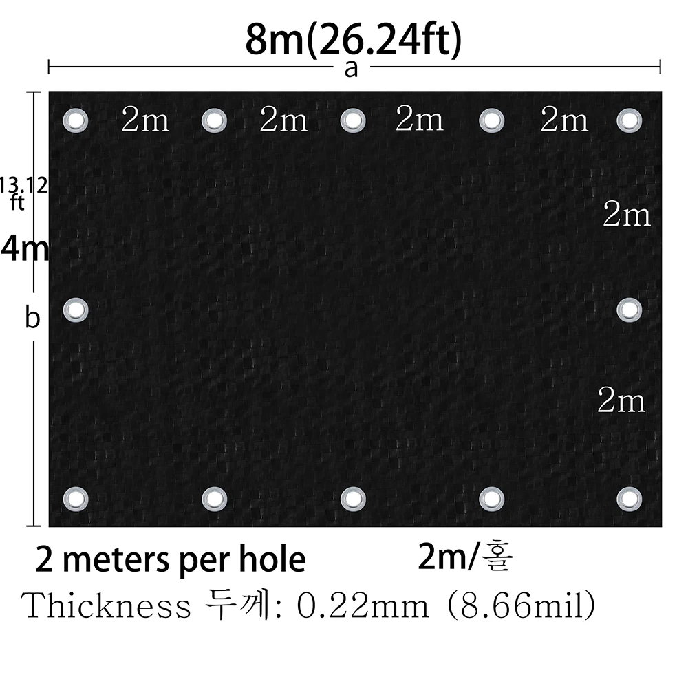 Large Tarp Black 3x5 4x4 5*5 6 8m*8 10 12 15 20 Outdoor Awning Waterproof Tarpaulin Camp Garden Rain Cover Canopy Tent Camp