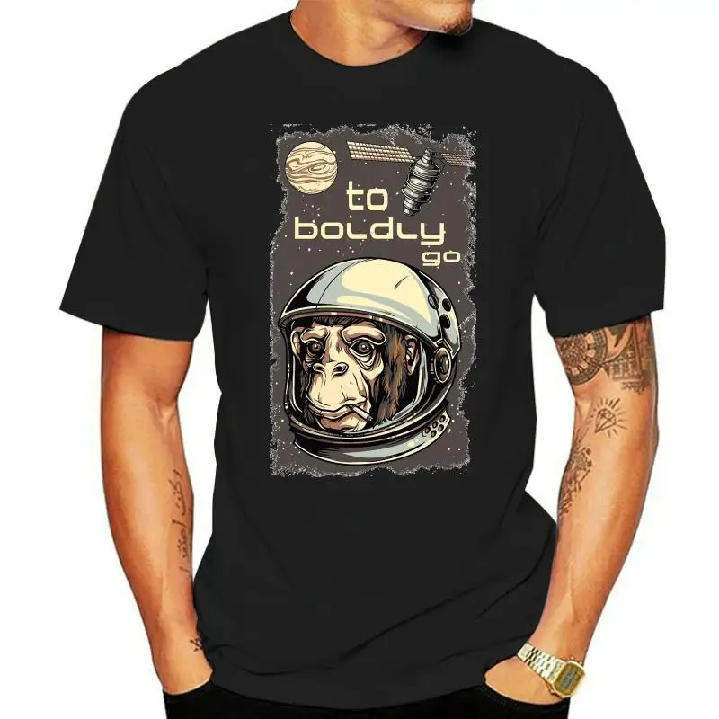 

2023 New Men's T Shirt To Boldly Go Monkey Astronaut Animal Pet T-Shirt Mens Womens Unisex Fashion Gift Print T-Shirt