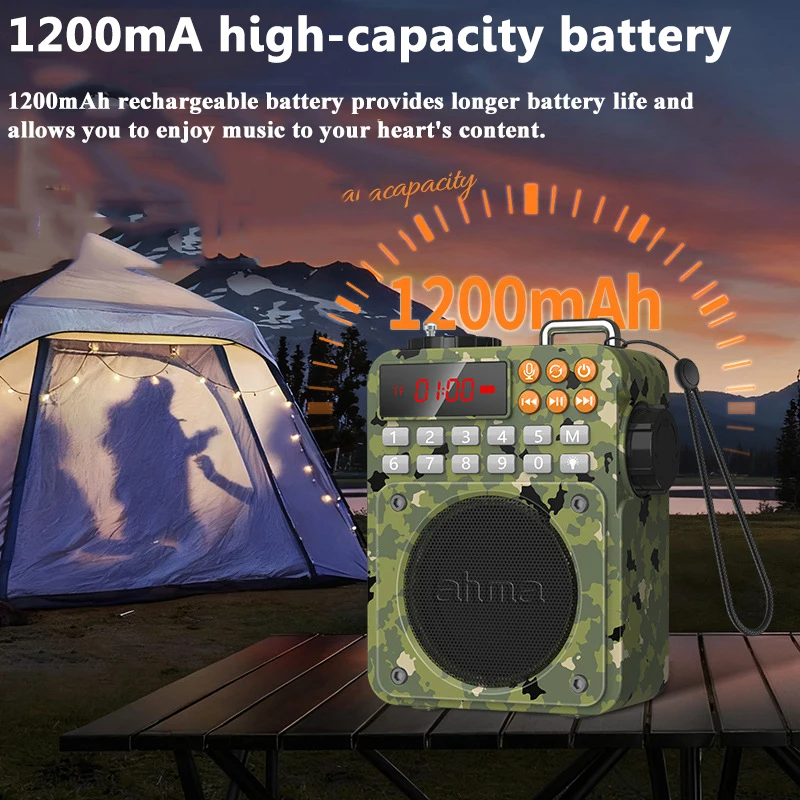 Mini Pocket Bluetooth Speaker Shocking Bass Music Box Soundbar LED Flashlight FM Radio Recorder with HD Display Support TF USB