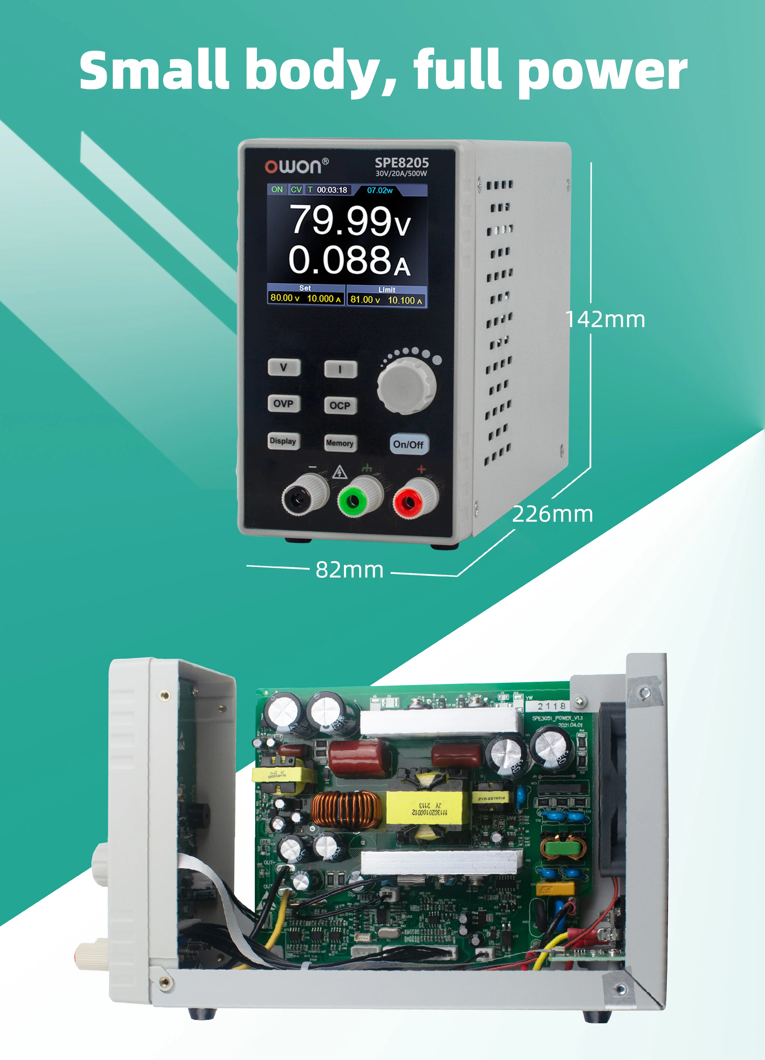 SPE8205 SPE8105 Programmable DC Power Supply, 80V 10/20A 500W Portable Laborator