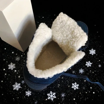 الشتاء الدافئة زوجين التمهيد عالية أعلى يندبروف الباردة والدليل على الثلوج الأحذية المضادة للانزلاق خفيفة الوزن أفخم الدانتيل يصل منصة عارضة أحذية قصيرة 5