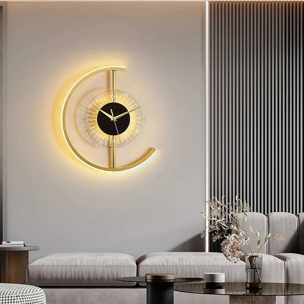 Modern Led Clock Wall Lamps Bedroom Stylish Decoration Lighting Fixture