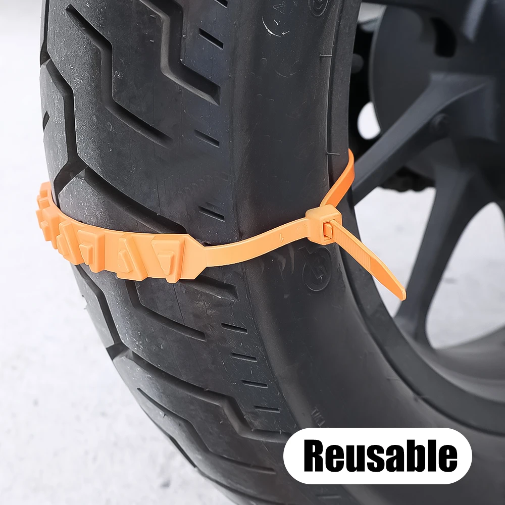 Tire Anti Slip Chains Belt With Snow Chains Winter Tyres And Reusable Ties For Motorcycle Bike Road Safety Accessories